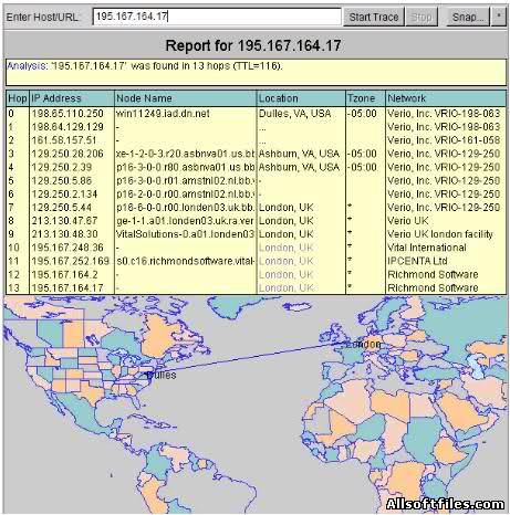 VisualRoute 2009 Lite Edition 13.0a (анализирует Интернет-соединения)