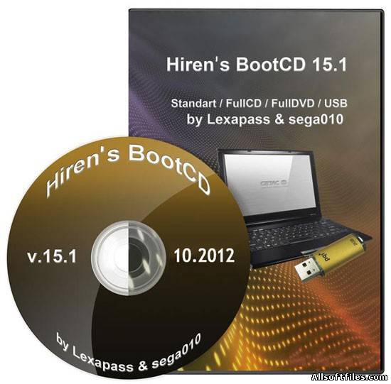 Hiren's BootCD 15.1 Standart + FullDVD + USB by Lexapass & sega010 Repack [RUS 2012]
