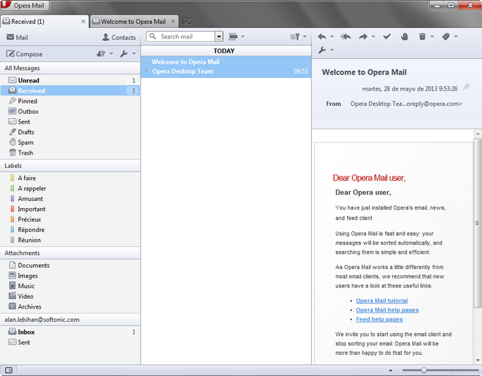 Opera Mail 1.0.1033 - потовый клиент от Opera