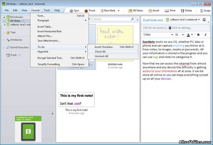 EverNote 5.0.3.161425 - синхронизация данных